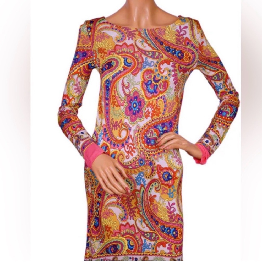 D&G Vibrant Paisley Long Sleeve Dress